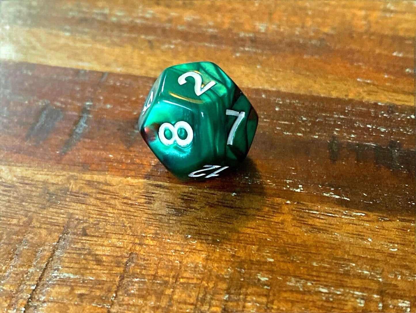 Set of 7 TTRPG Gaming Dice Dungeons & Dragons Pathfinder D20 Red Green Marble