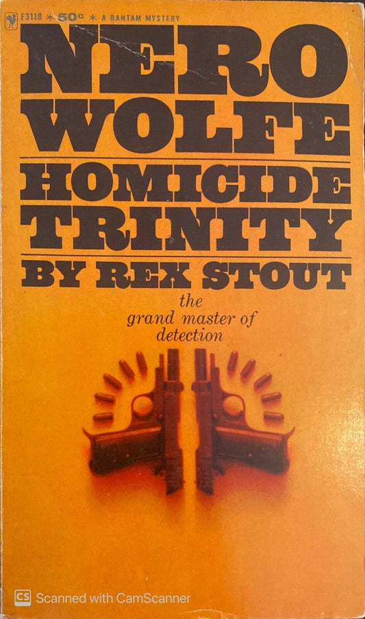 Homicide Trinity by Rex Stout 1966 Bantam F3118 Paperback Nero Wolfe