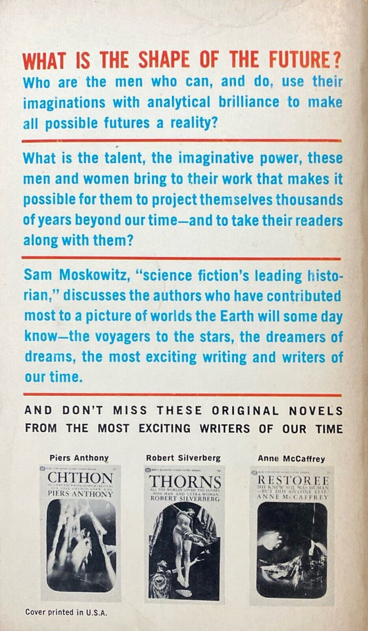 Seekers of Tomorrow by Sam Moskowitz 1967 Ballantine U7083 Paperback