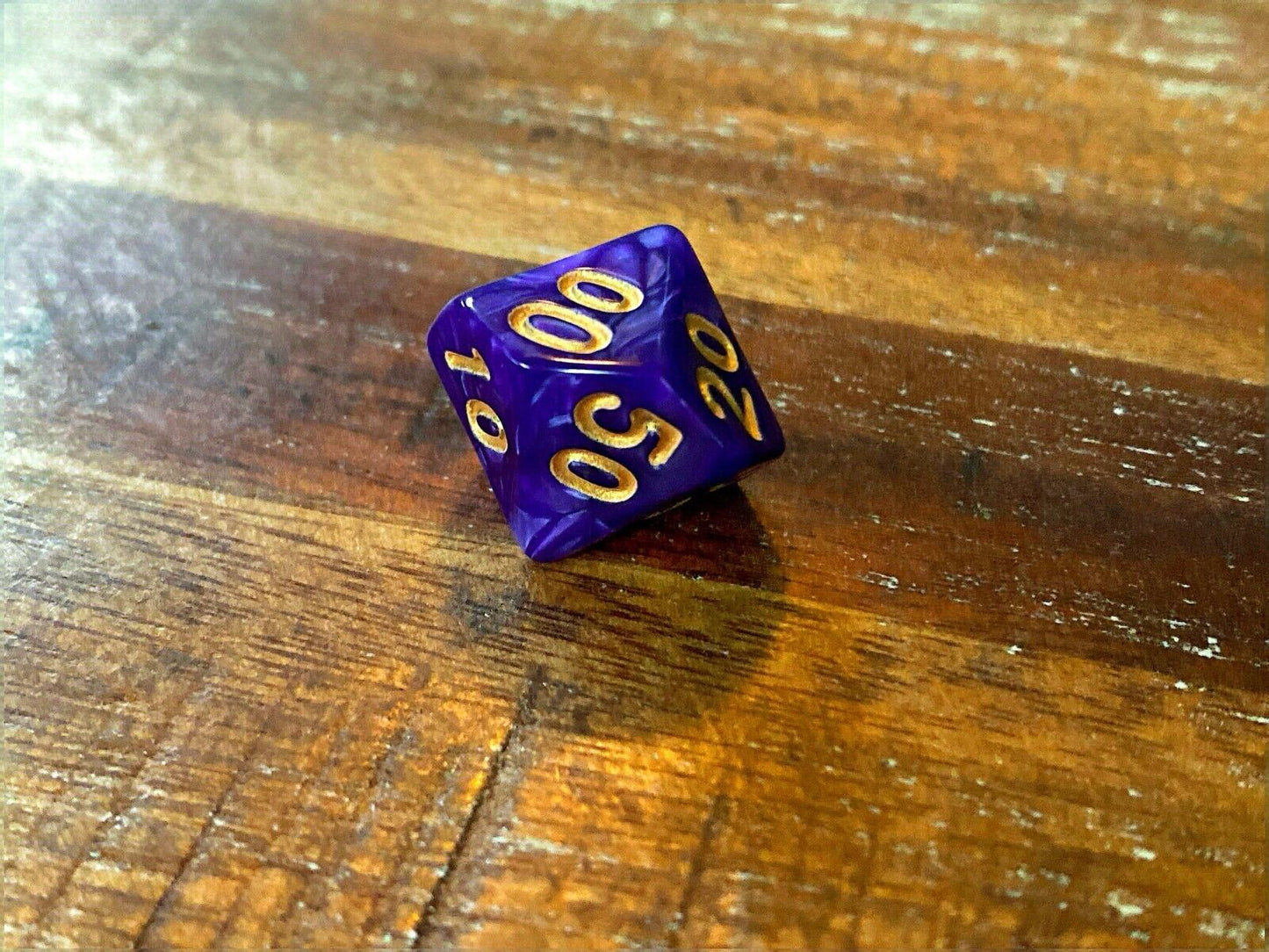 Set of 7 TTRPG Gaming Dice Dungeons & Dragons Pathfinder D20 Purple Marble Gold