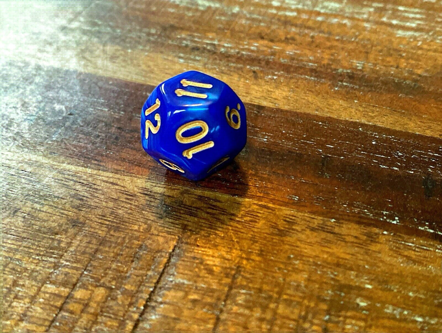 Set of 7 TTRPG Gaming Dice Dungeons & Dragons Pathfinder D20 Blue Marble Gold