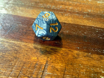 Set of 7 TTRPG Gaming Dice Dungeons & Dragons Pathfinder D20 Gray Marble