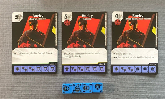 Wizkids Marvel Dice Masters Age of Ultron Bucky CUR Rare Set + 4 dice