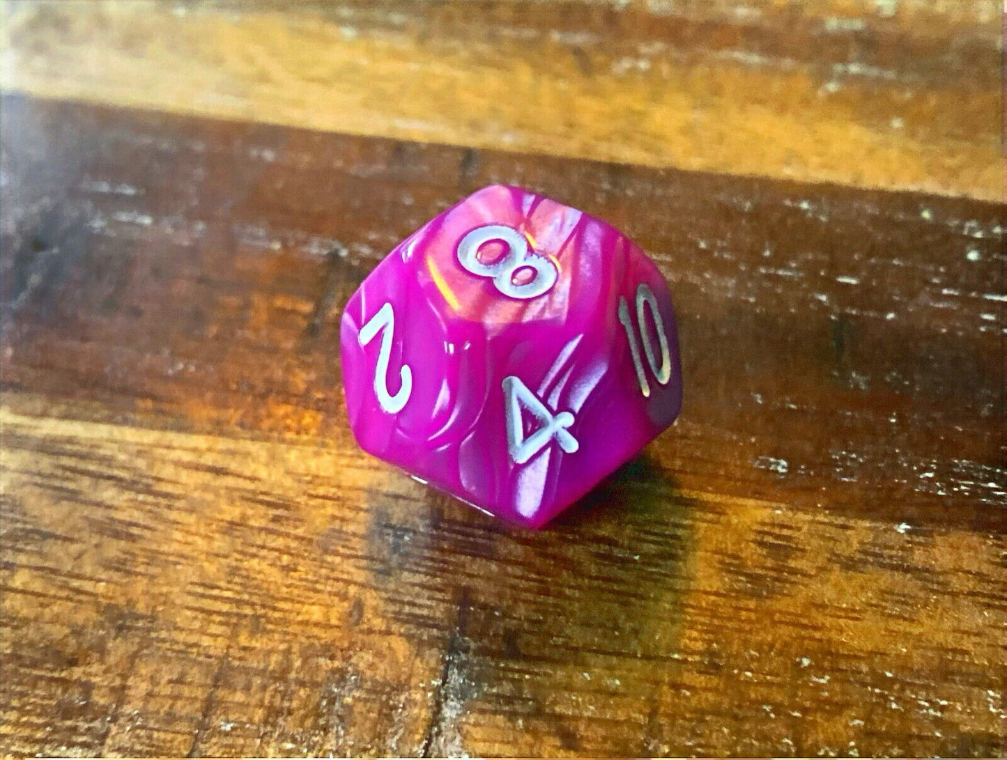 Set of 7 TTRPG Gaming Dice Dungeons & Dragons Pathfinder D20 Magenta Purple Pink
