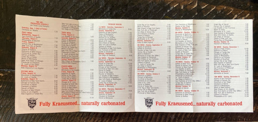 1981 NFL NFC/AFC Football Schedule Pocket Old Style Beer