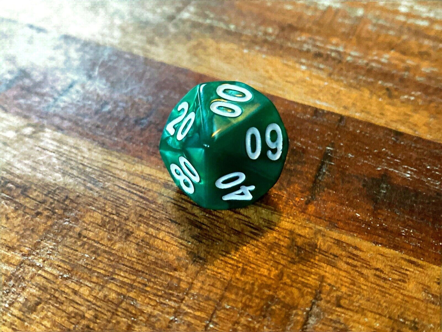 Set of 7 TTRPG Gaming Dice Dungeons & Dragons Pathfinder D20 Green Marble White
