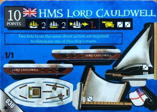 WizKids Pirates CSG of the Revolution 030 HMS Lord Cauldwell Unpunched