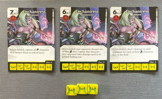Wizkids Marvel Dice Masters Age of Ultron Enchantress CUR Rare Set +3 dice