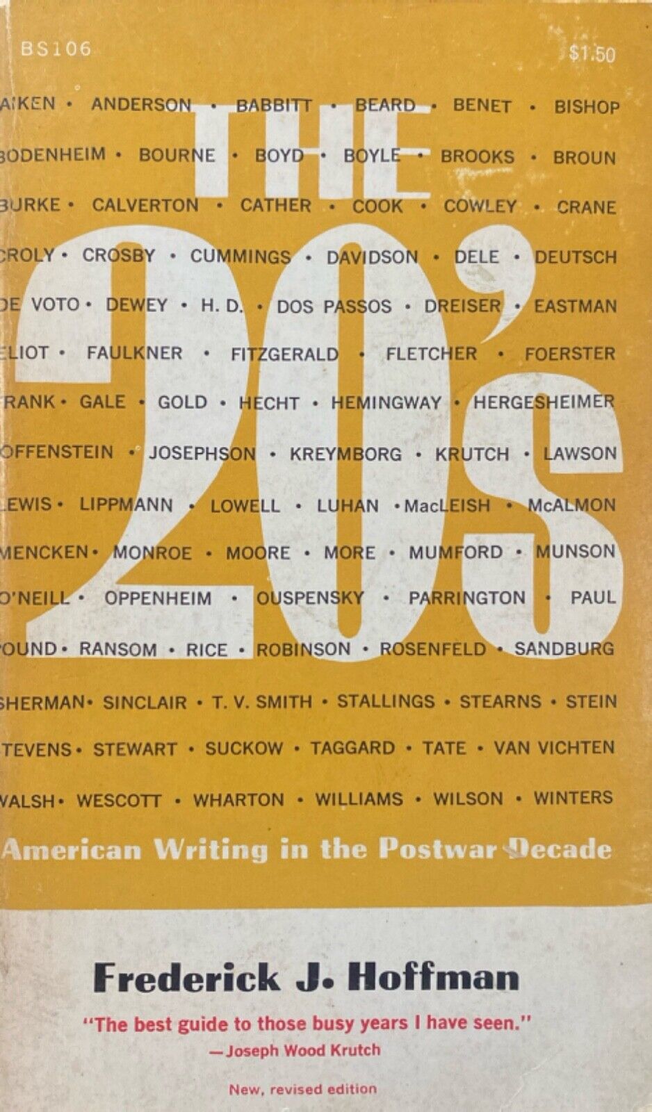 The 20's: American Writing in the Postwar Decade by Frederick Hoffman Paperback