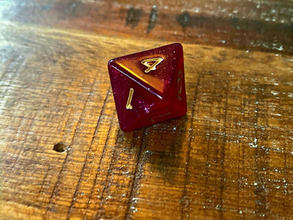 Set of 7 TTRPG Gaming Dice Dungeons & Dragons Pathfinder D20 Crimson Sparkle Red