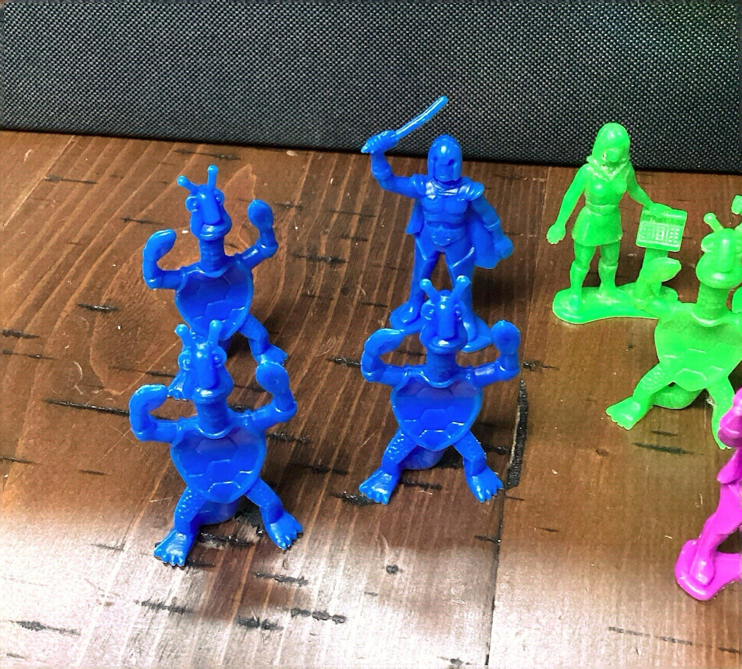 Vintage Plastic Gray, Purple, Green, Blue Galaxy Laser Team
