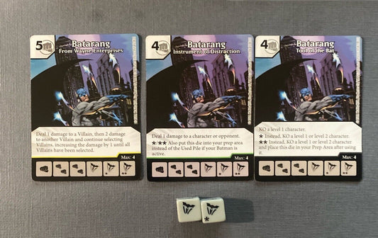 Wizkids DC Dice Masters Justice League Batarang Set CUR Rare +2 Dice
