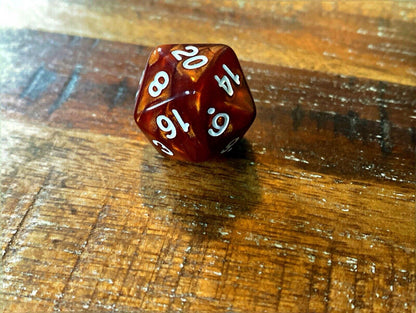 Set of 7 TTRPG Gaming Dice Dungeons & Dragons Pathfinder D20 Tiger Eye Marble