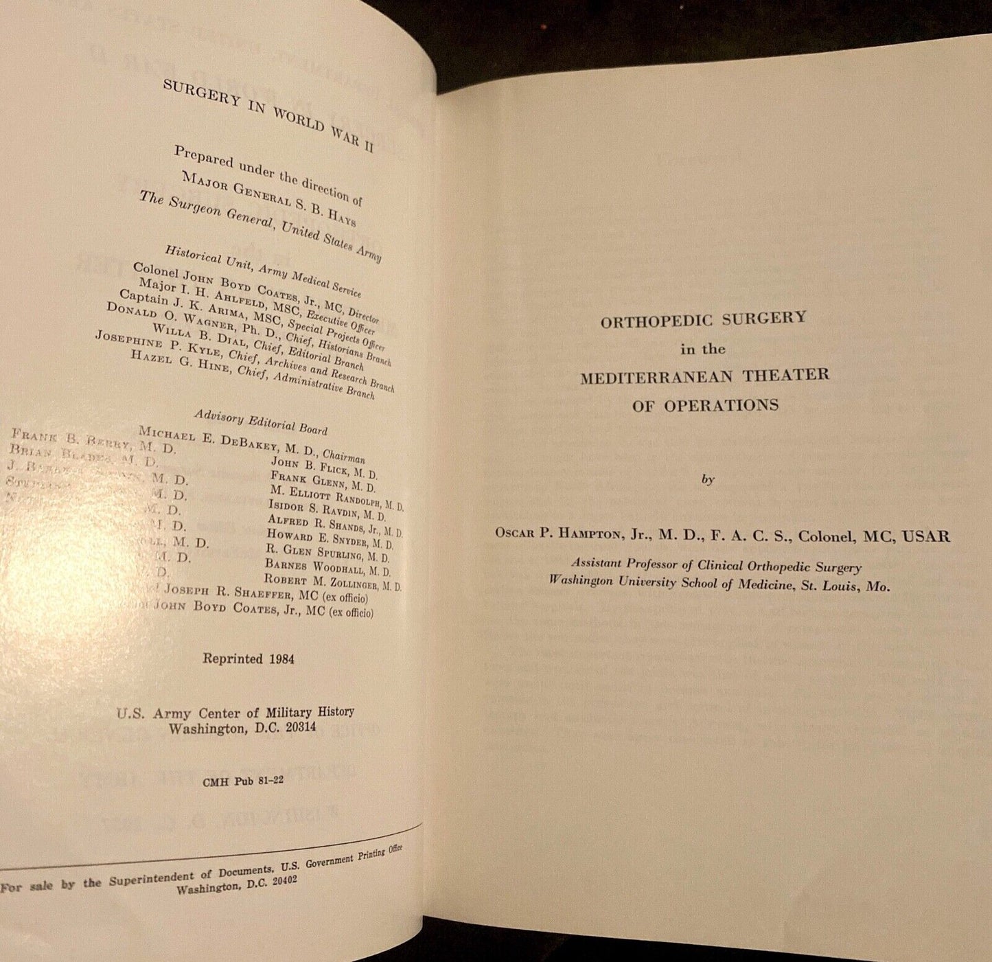 United States Army: Surgery in World War II Orthopedic Surgery Mediterranean