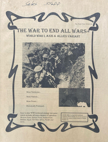 Guild of Blades The War to End All Wars Axis & Allies WWI Variant Unpunched
