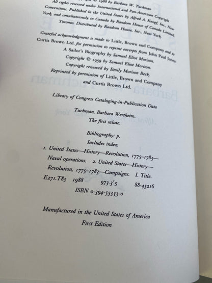 The First Salute by Barbara Tuchman 1988 Knopf Hardcover First Edition