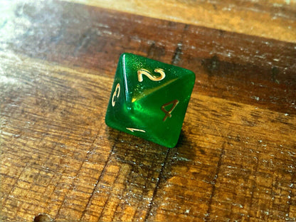 Set of 7 TTRPG Gaming Dice Dungeons & Dragons Pathfinder D20 Green Sparkle