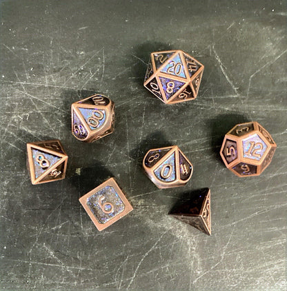 Set Of Metal Weighted Dice, Copper