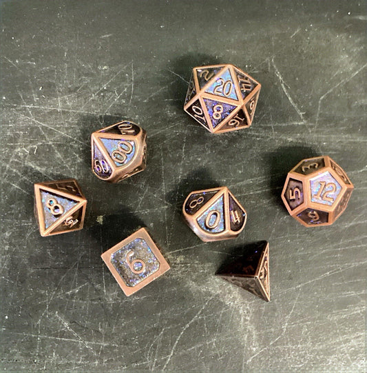 Set Of Metal Weighted Dice, Copper