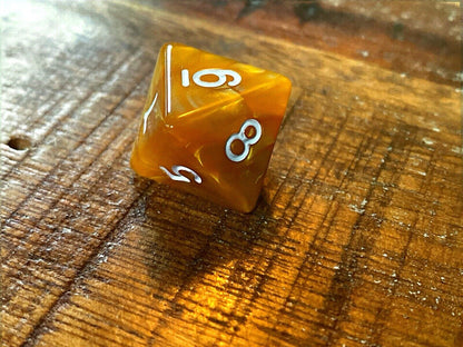 Set of 7 TTRPG Gaming Dice Dungeons & Dragons Pathfinder D20 Tan Marble