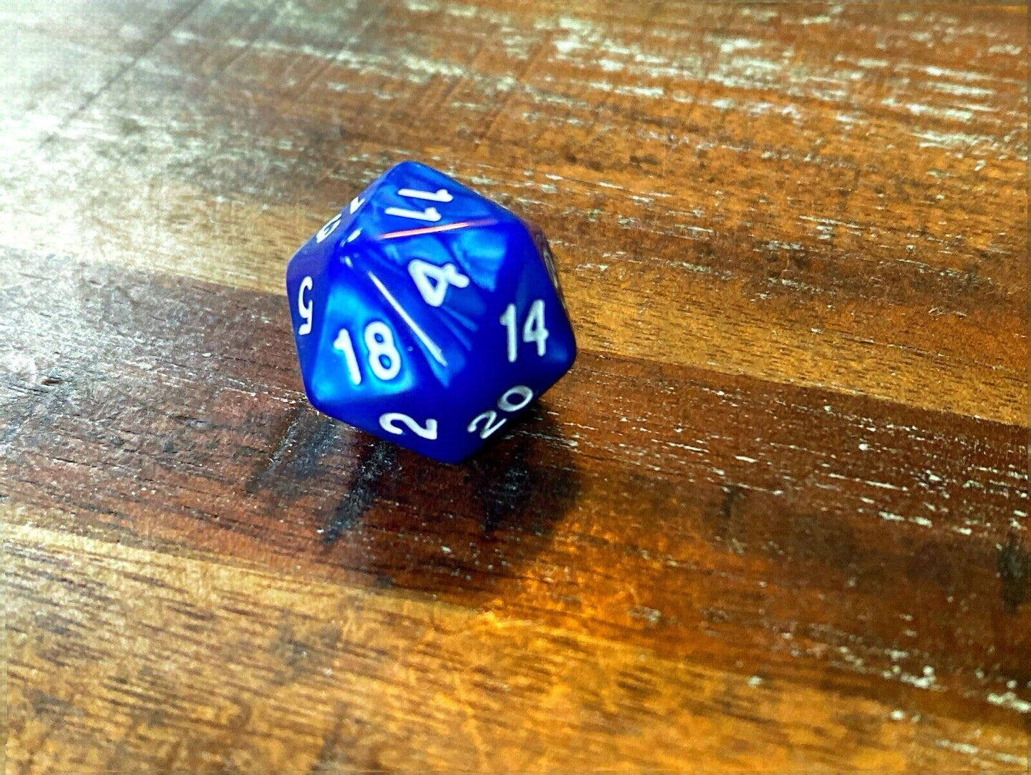 Set of 7 TTRPG Gaming Dice Dungeons & Dragons Pathfinder D20 Blue Marble White