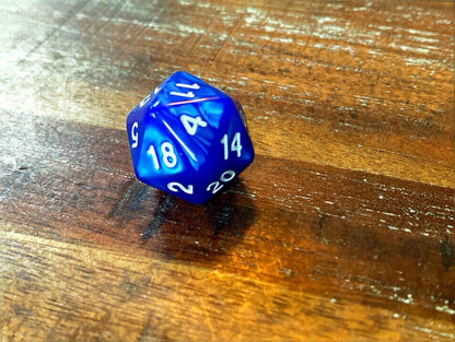 Set of 7 TTRPG Gaming Dice Dungeons & Dragons Pathfinder D20 Blue Marble White