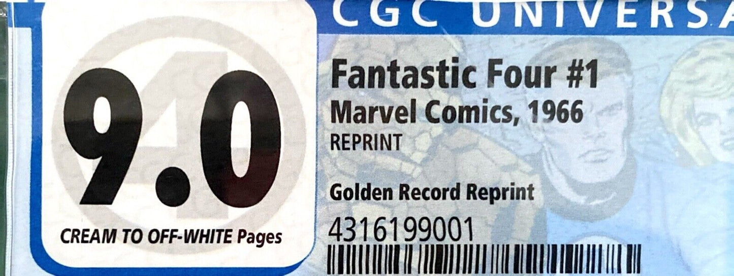 Marvel Comics Fantastic Four #1 Golden Record Reprint 1966 CGC 9.0 Blue Label