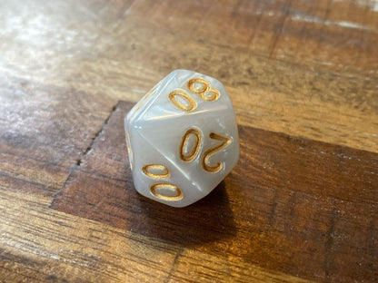 Set of 7 TTRPG Gaming Dice Dungeons & Dragons Pathfinder D20 White Ivory