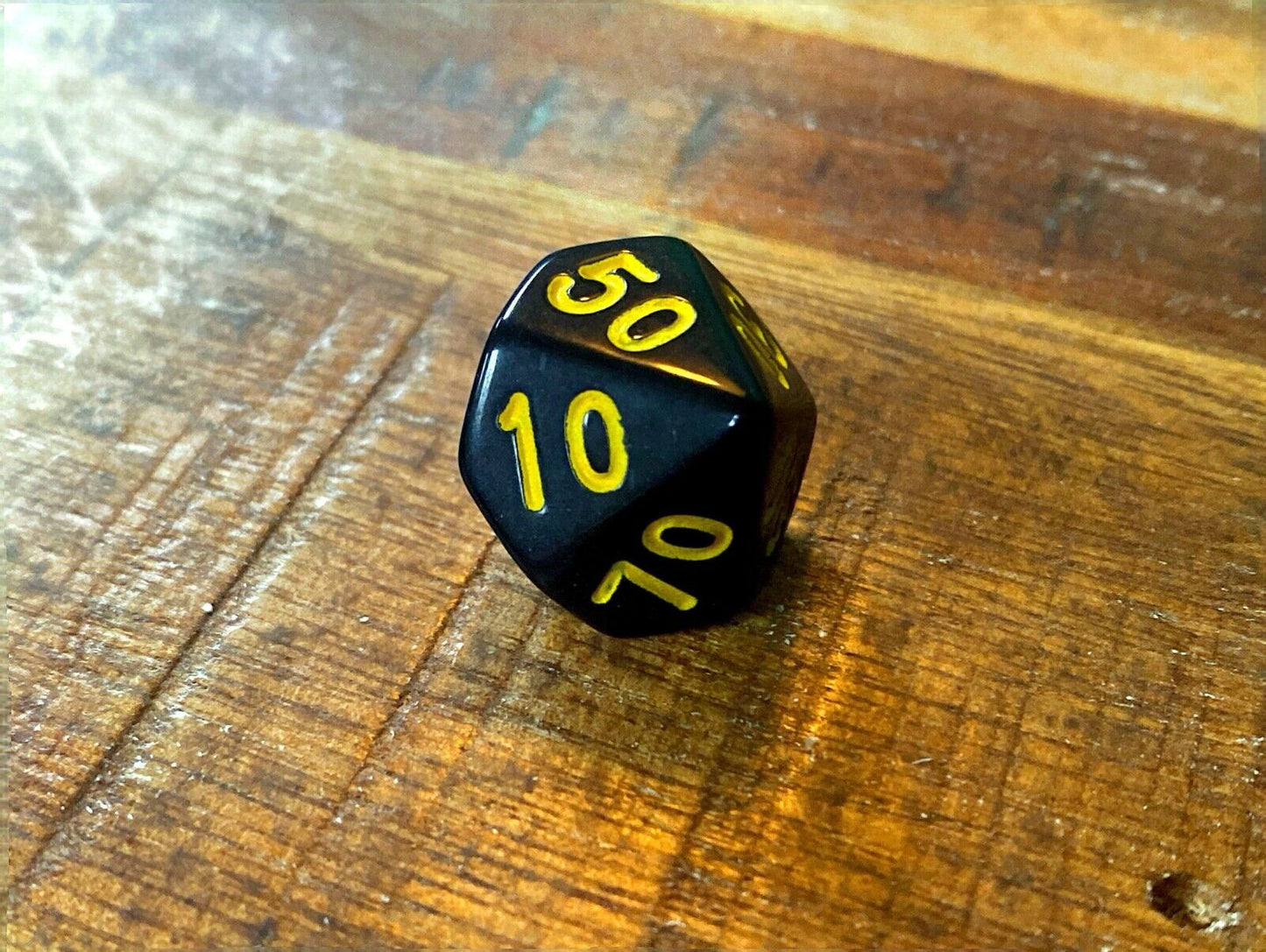 Set of 7 TTRPG Gaming Dice Dungeons & Dragons Pathfinder D20 Black Yellow Number