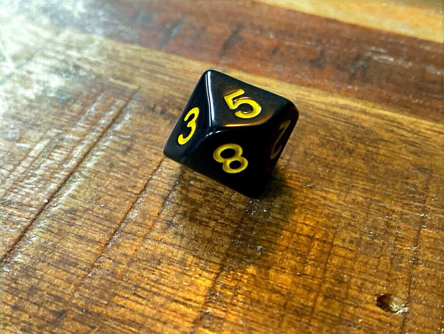 Set of 7 TTRPG Gaming Dice Dungeons & Dragons Pathfinder D20 Black Yellow Number