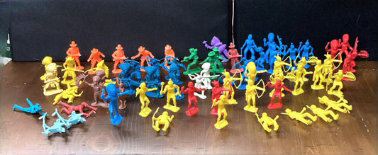 Vintage Large Lot Plastic, Assorted Colors, Cowboy And Indian Figures