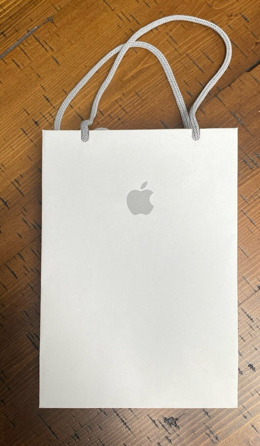 Apple Branded Silver Logo Retail Bag 8.5" x 6" x 2.5"