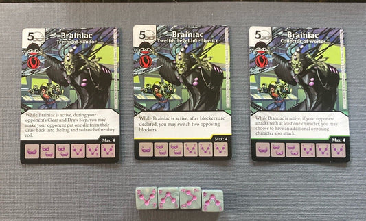 Wizkids DC Dice Masters Justice League Brainiac CUR Rare Set + 4 dice
