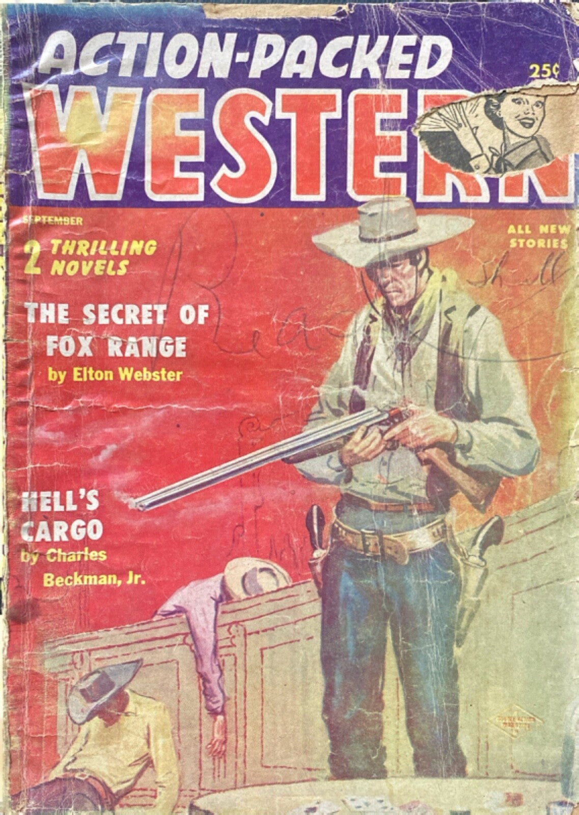 Action-Packed Western Pulp Magazine September 1956 Webster Beckman