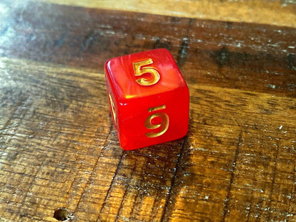 Set of 7 TTRPG Gaming Dice Dungeons & Dragons Pathfinder D20 Red Marble