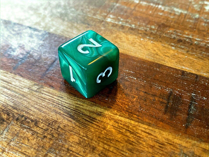 Set of 7 TTRPG Gaming Dice Dungeons & Dragons Pathfinder D20 Green Marble White