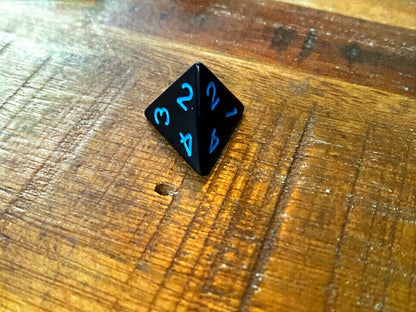 Set of 7 TTRPG Gaming Dice Dungeons & Dragons Pathfinder D20 Black Blue Number