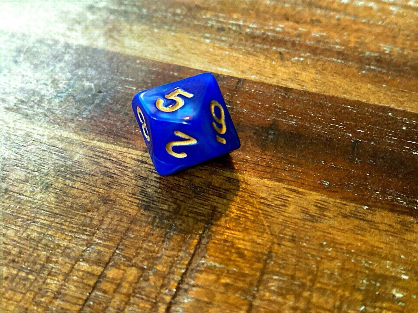 Set of 7 TTRPG Gaming Dice Dungeons & Dragons Pathfinder D20 Blue Marble Gold