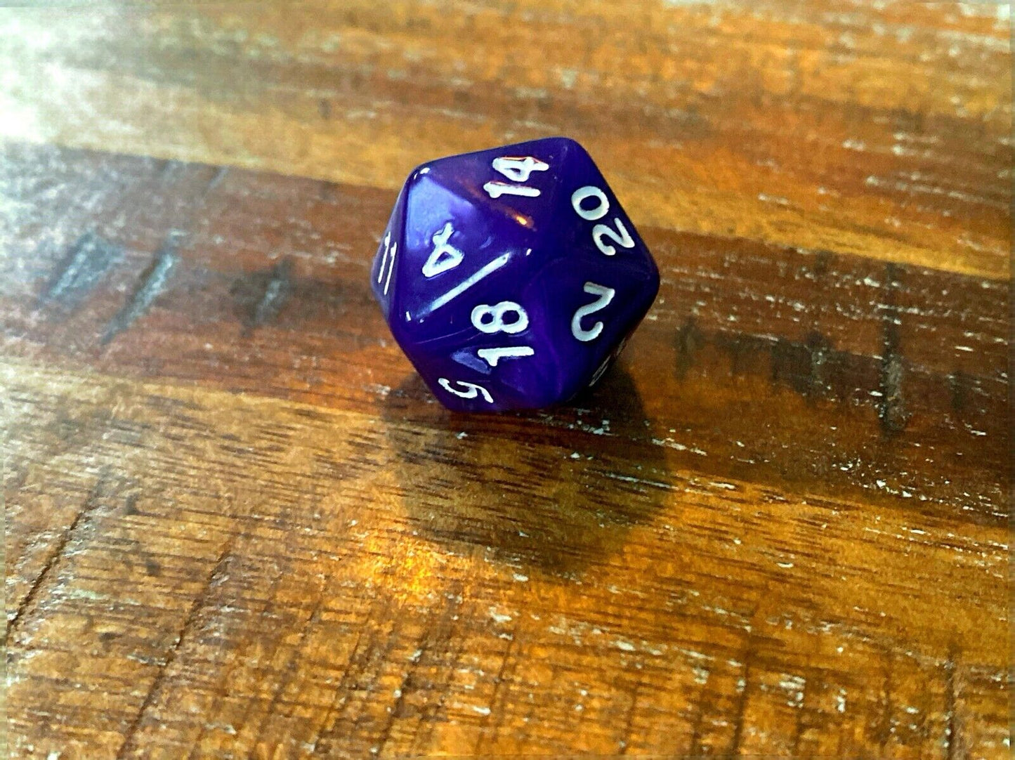 Set of 7 TTRPG Gaming Dice Dungeons & Dragons Pathfinder D20 Purple Marble White