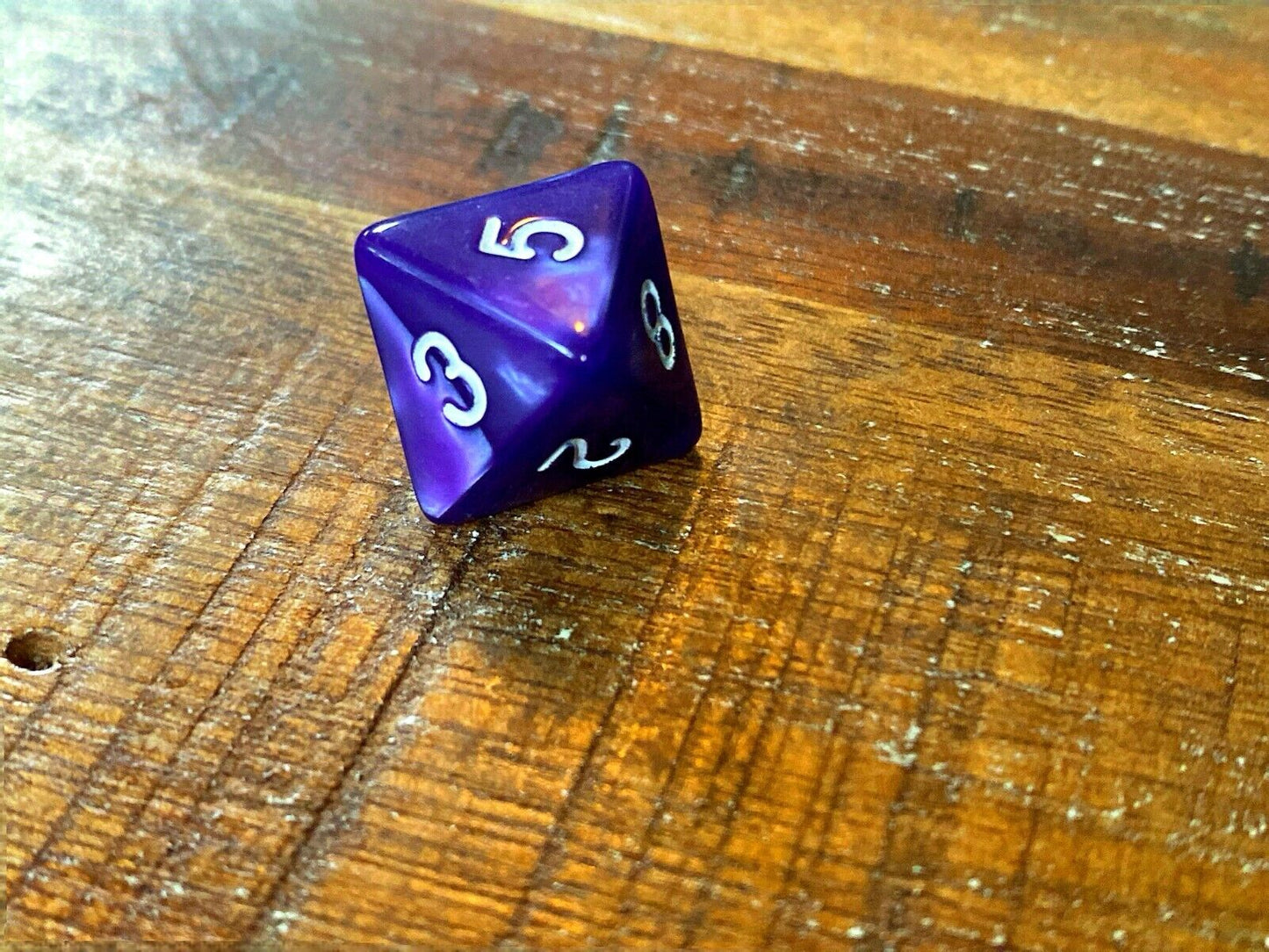 Set of 7 TTRPG Gaming Dice Dungeons & Dragons Pathfinder D20 Purple Marble White