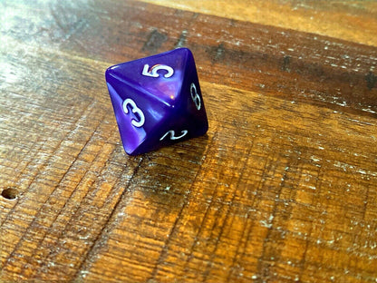 Set of 7 TTRPG Gaming Dice Dungeons & Dragons Pathfinder D20 Purple Marble White