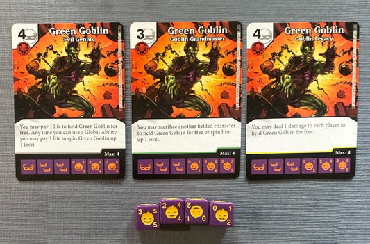 Wizkids Marvel Dice Masters Amazing Spider-Man Green Goblin CUR Set +4 dice