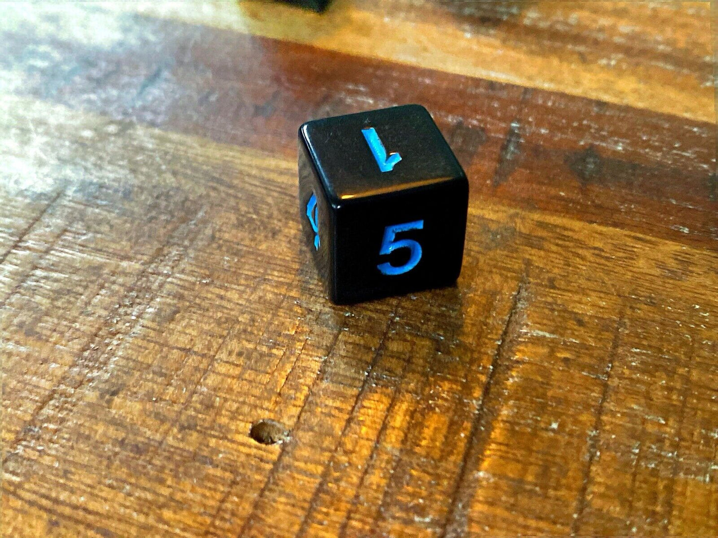 Set of 7 TTRPG Gaming Dice Dungeons & Dragons Pathfinder D20 Black Blue Number