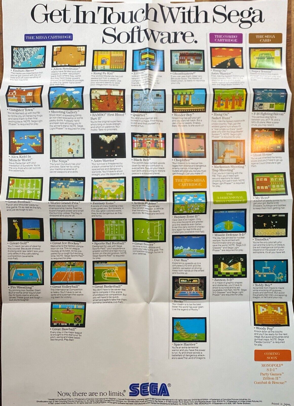 Take Hold of the Sega Adventure Master System 1987 Poster Insert