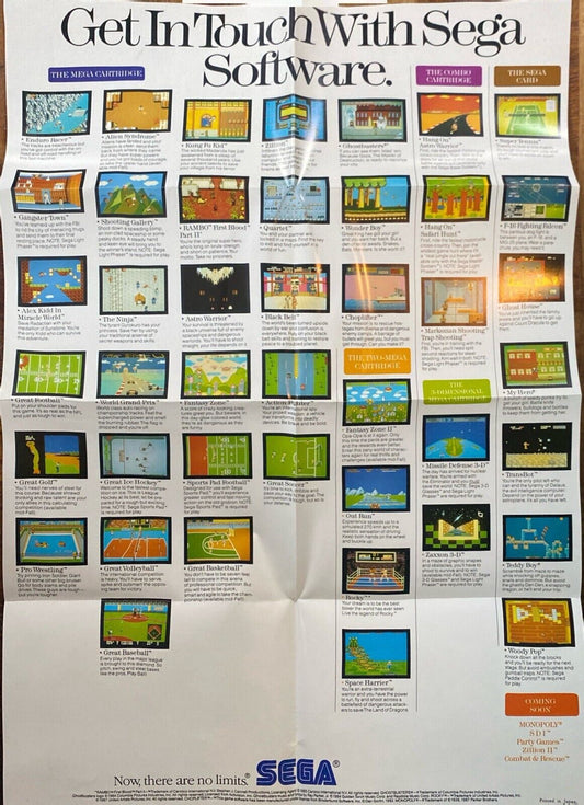 Take Hold of the Sega Adventure Master System 1987 Poster Insert