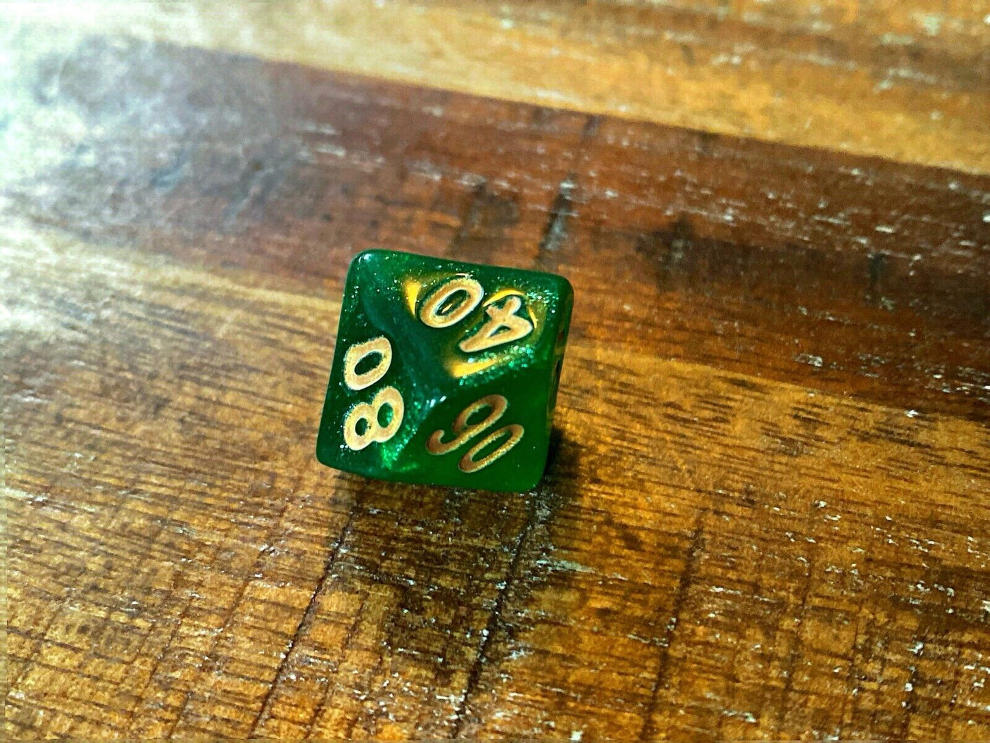 Set of 7 TTRPG Gaming Dice Dungeons & Dragons Pathfinder D20 Green Sparkle