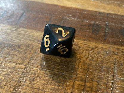 Set of 7 TTRPG Gaming Dice Dungeons & Dragons Pathfinder D20 Black Marble