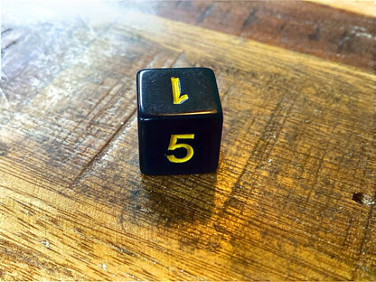 Set of 7 TTRPG Gaming Dice Dungeons & Dragons Pathfinder D20 Black Yellow Number