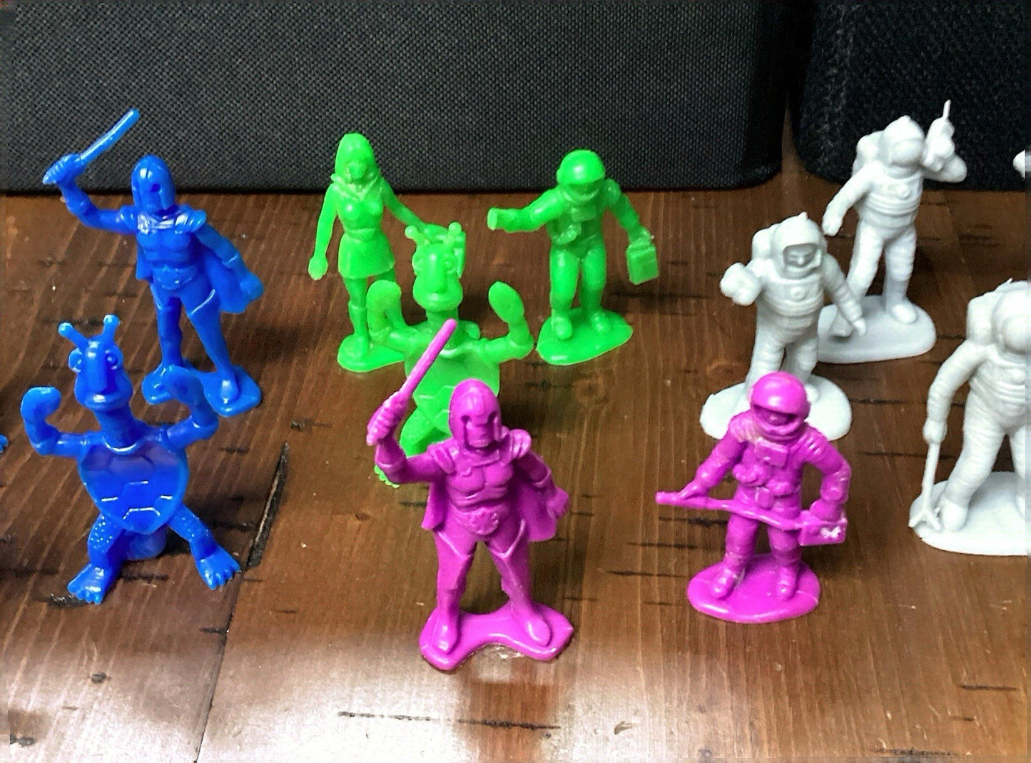 Vintage Plastic Gray, Purple, Green, Blue Galaxy Laser Team