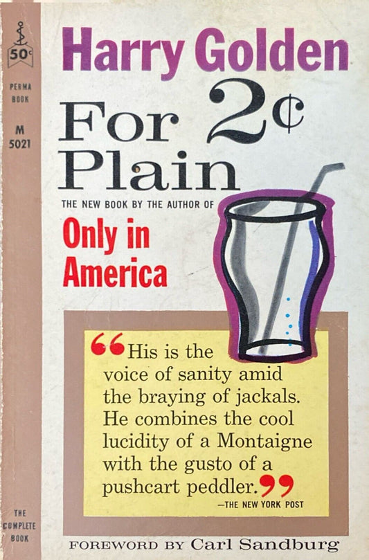 For 2 Cents Plain by Harry Golden 1960 Permabook M5021 Paperback Second
